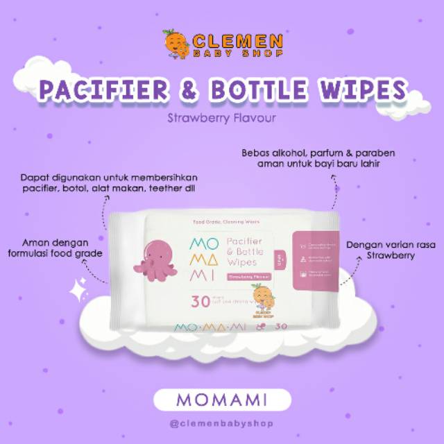 Jual MoMaMi Pacifier & Bottle Wipes (Tisu Basah) 30s' Shopee Indonesia