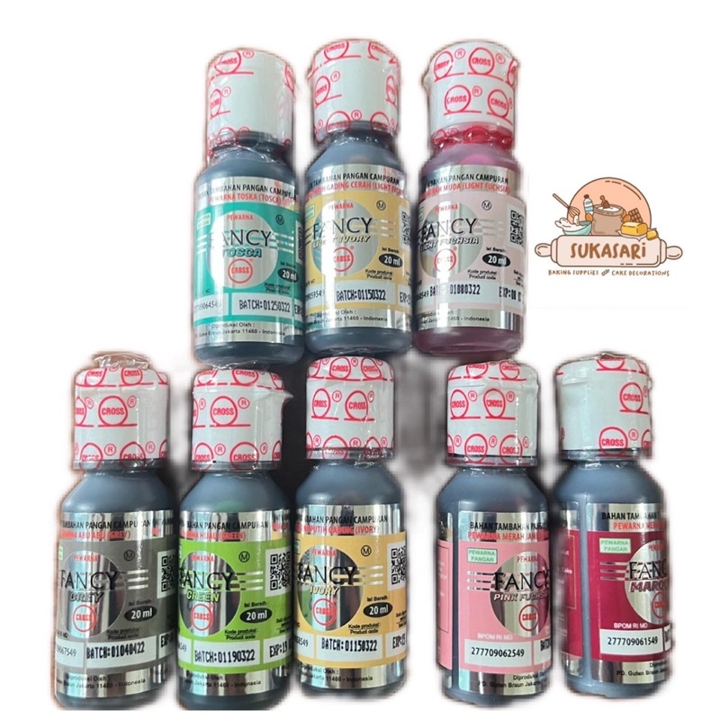 Jual Cross 20ml Food Coloring Fancy series 20ML pewarna makanan cair