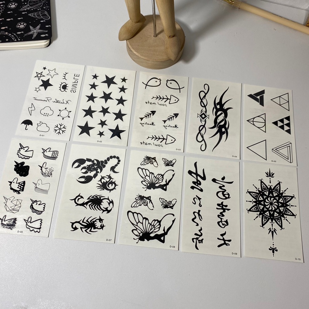 Jual TYPE D Tato Temporer Tahan Air Lucu Motif Kartun Tulisan Bunga