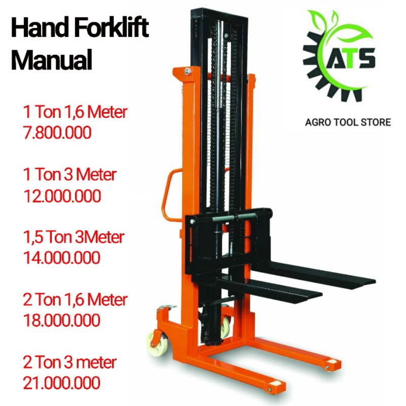 Jual Hand Stacker Manual Forklift 1 2 Ton Dalton 1,6M 3M Alat