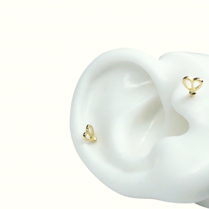 Jual STERLING SILVER ballend earrings (gold colour)/ anting tindik