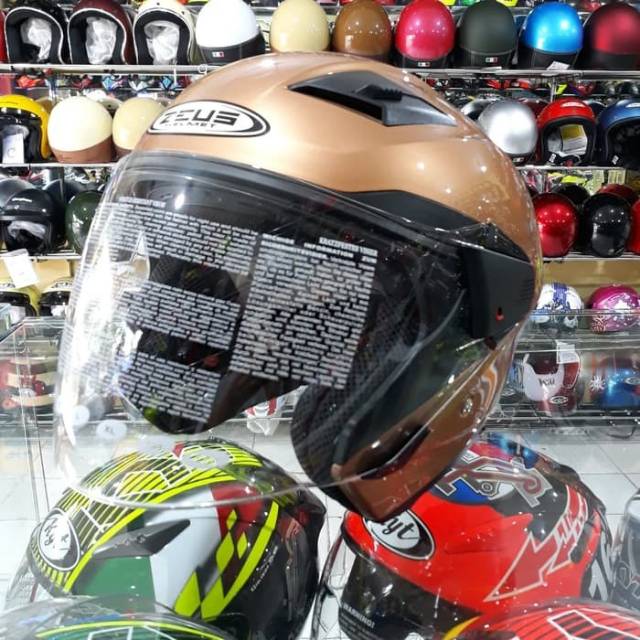 Jual Helm Half Face Zeus Z611 Solid Brown Metalic Shopee Indonesia