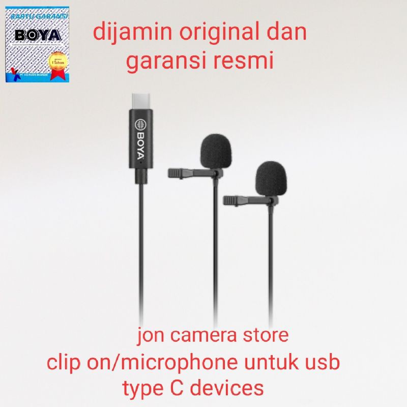 Jual mic clip on boya bym3d original microphone dual lavalier for usb type c android/ios