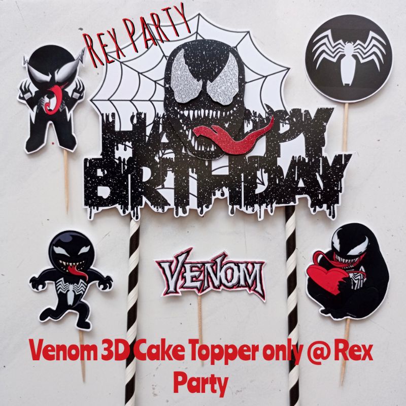 Jual Venom Cake Topper/Topper Kue 3D Venom/Hiasan Kue Venom/Cake Topper