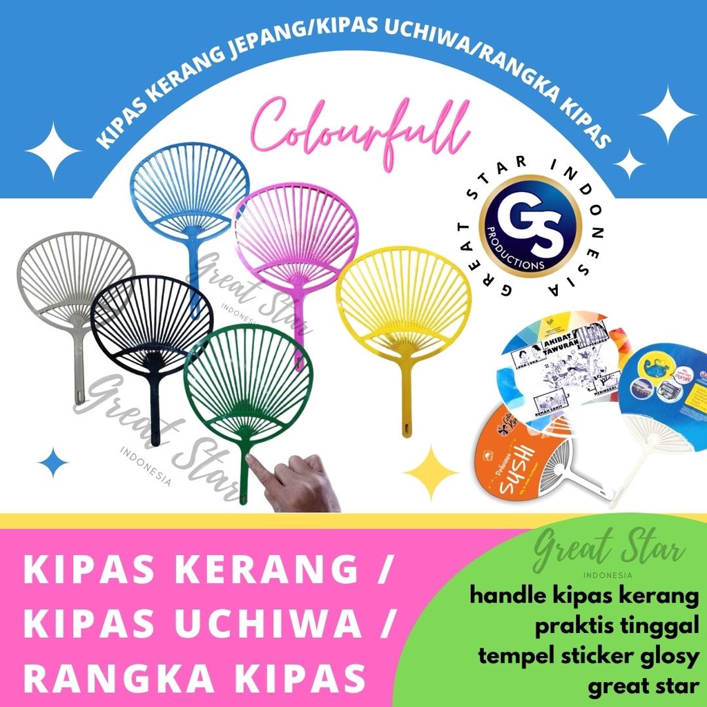 Jual KIPAS KERANG JEPANG/KIPAS UCHIWA/RANGKA KIPASVARIASI WARNA