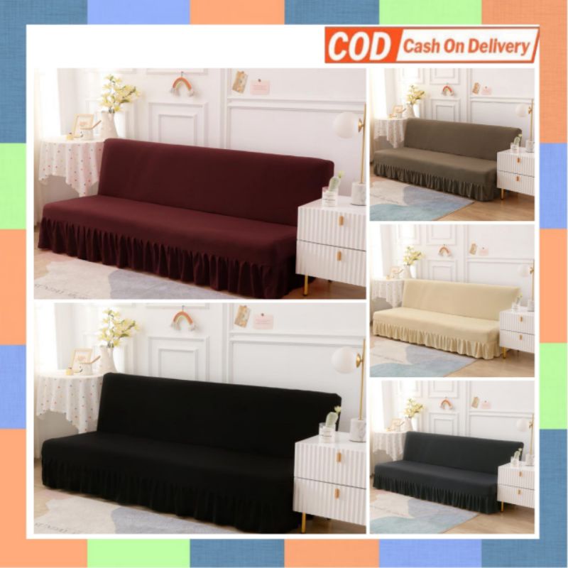 Jual MURAH COVER SOFA BED ELASTIS MOTIF POLOS SARUNG SOFA BED SMALL