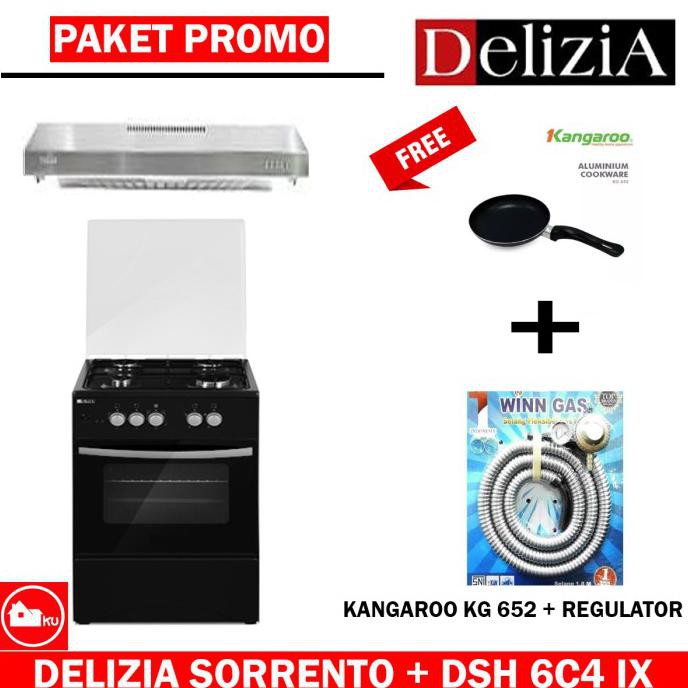 Jual DELIZIA FREESTANDING SORENTO (DFF54B5 BKF) + COOKER HOOD DSH 6C4