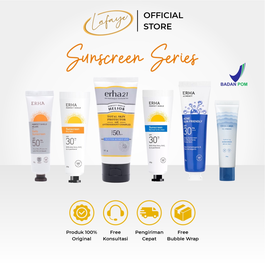 Jual ERHA Sunscreen Perfect Shield Helios SPF50 PA+++ 30g Daily