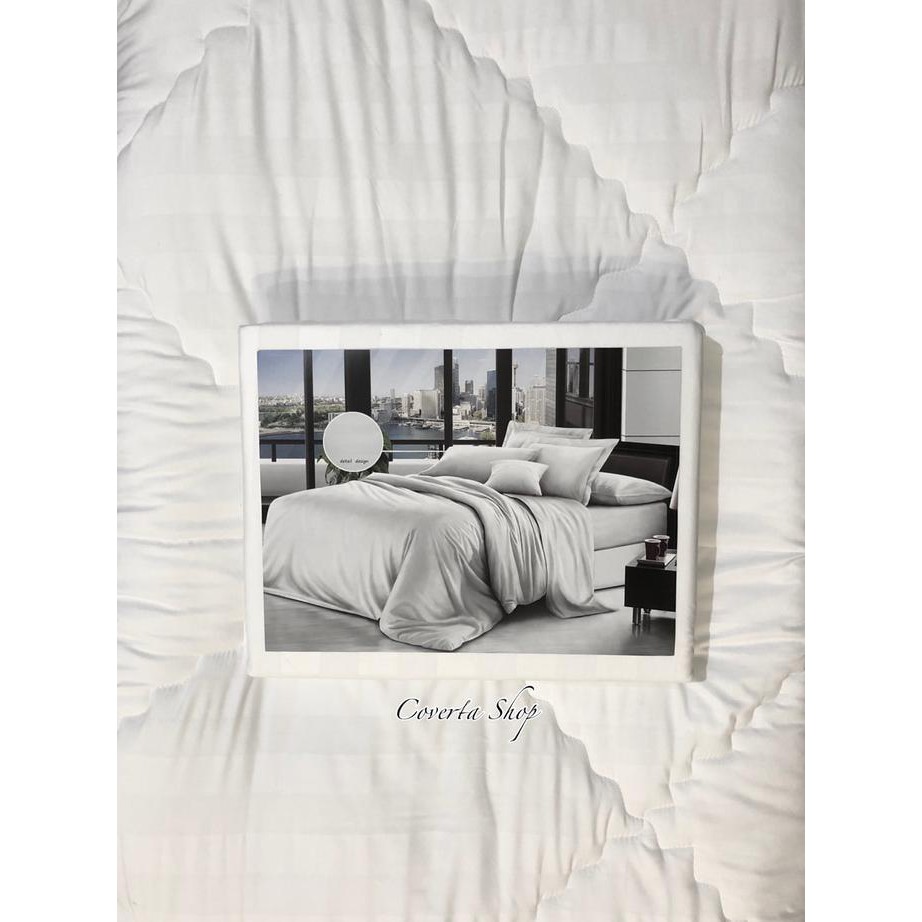 Jual Bed Cover Putih Salur Emboss Atlantic Comfoter 220x230cm (Tanpa