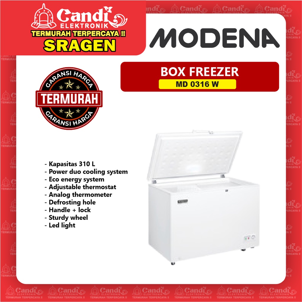 Jual MODENA Chest Freezer Kapasitas 310 Liter MD 0316 W Shopee Indonesia