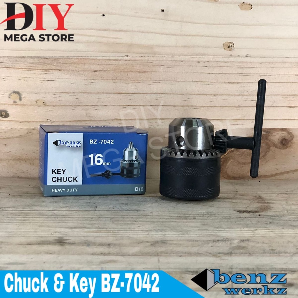 Jual Kepala mesin bor 16mm ( B16 ) drill chuck + key by benz werkz BZ