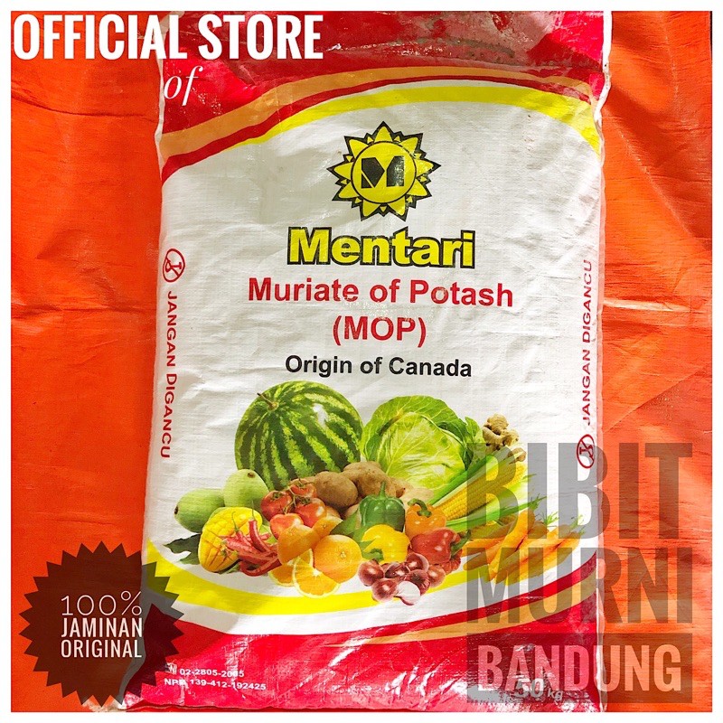 Jual PUPUK KCL MENTARI MOP 50 KG ORIGINAL PACK Shopee Indonesia