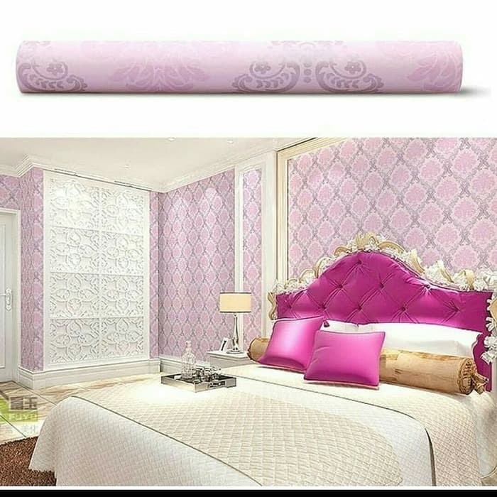 Jual Wallpaper Stiker Dinding/Kamar/Kantor Motif Batik Pink Shopee