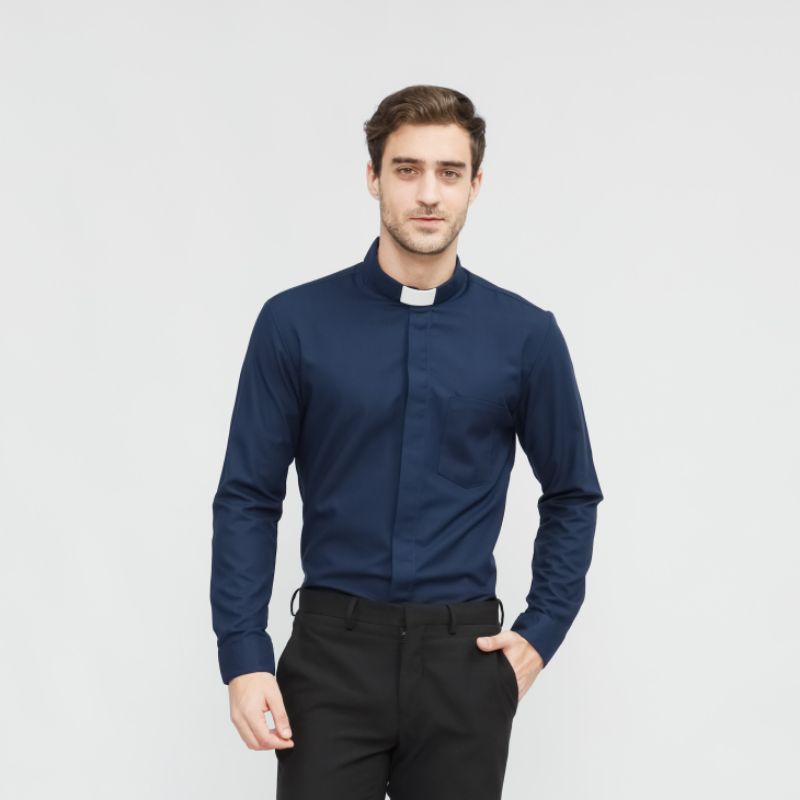 Jual PENDETA KEMEJA COLLAR/ KEMEJA KOLAR NAVY POLOS/VARIASI JMB JOS