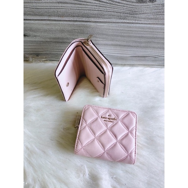 Jual Kate Spade Natalia Quilted Leather Small Zip Bifold Wallet Pink Shopee Indonesia