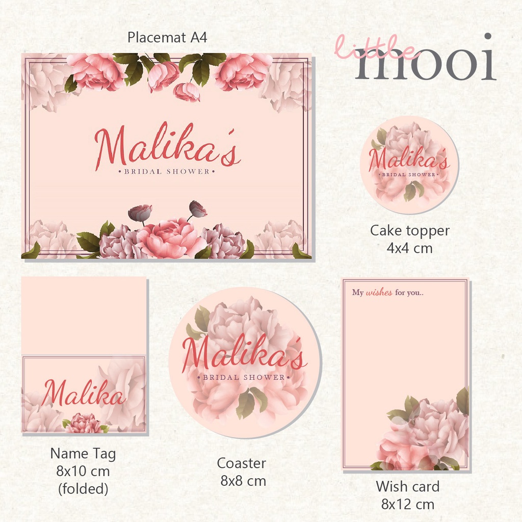 Jual BRIDAL SHOWER CUSTOM PLACEMAT / EVENT CUSTOM PLACEMAT (BS01