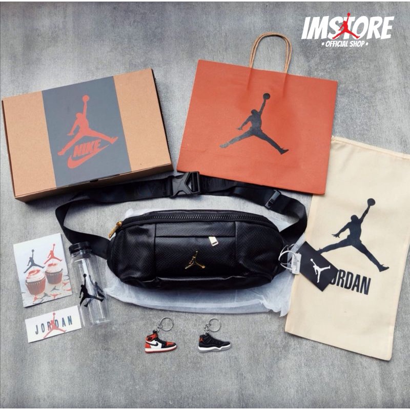 Jual Waist Bag Air Jordan Regal Crossbody Black/Glod Fullset Free Box