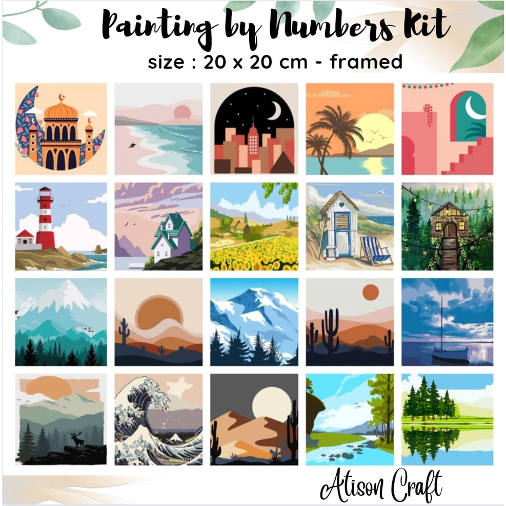 Jual mini diy paint by number kit ready jakarta. painting by numbers