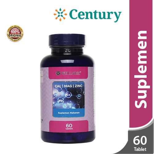 Jual Wellness Cal Mag Zinc isi 60 Tablet / kalsium/Vitamin D/Suplemen