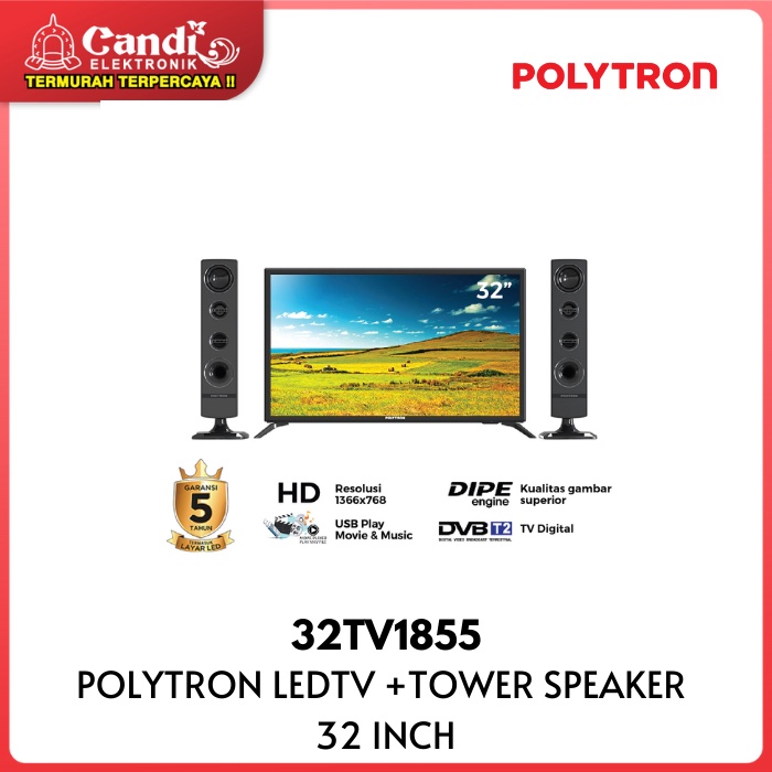 Jual POLYTRON Digital LED TV Plus Tower Speaker 32 Inch 32TV1855