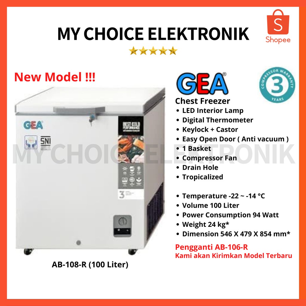 Jual GEA Chest Freezer AB108R (100 Liter) Shopee Indonesia