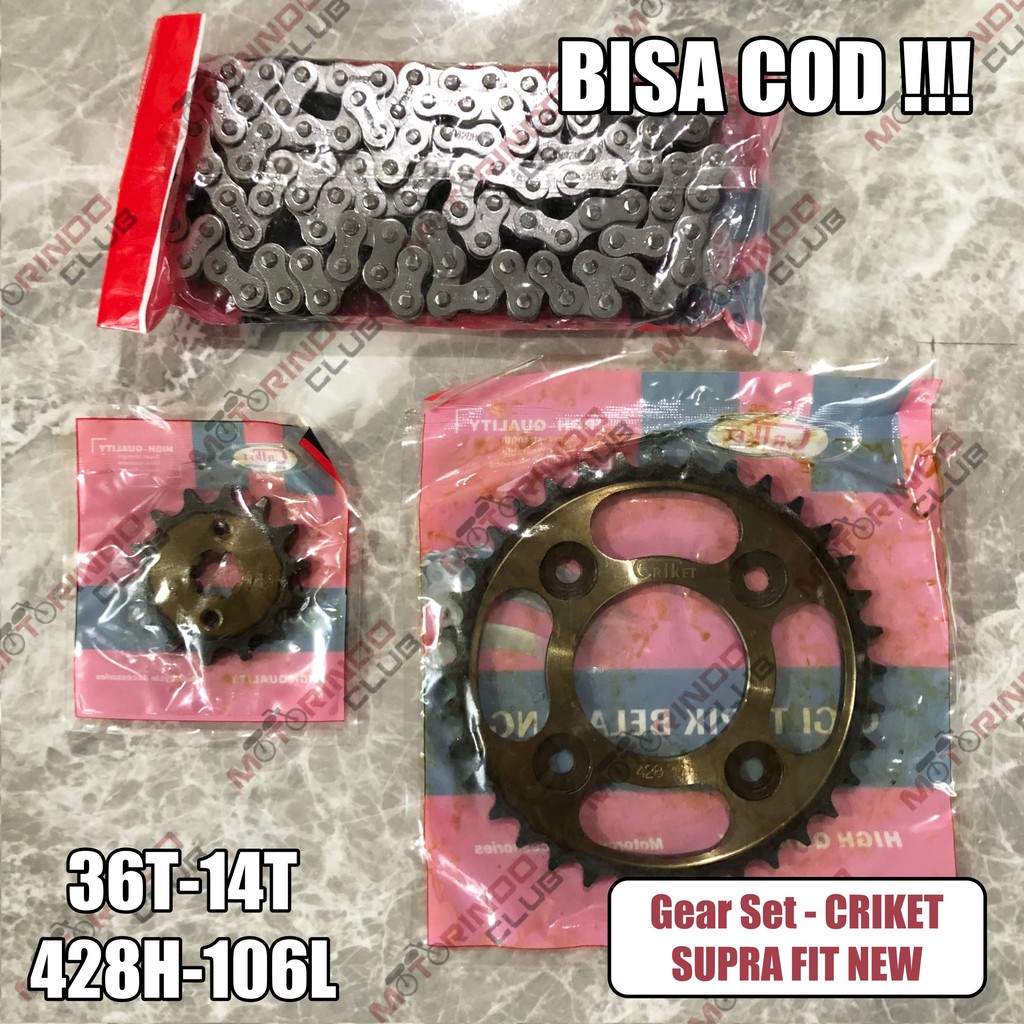 Jual Gear Set SUPRA FIT NEW CRIKET ( 36T / 14T / 428H106L ) Gear Paket Gir Set Gir paket