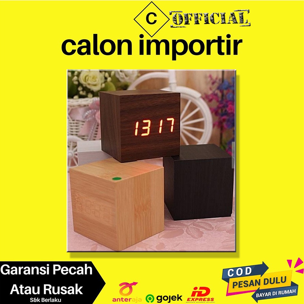 Jual Jam Meja Digital LED Kayu Estetik Aesthetric Desain Elegan dan