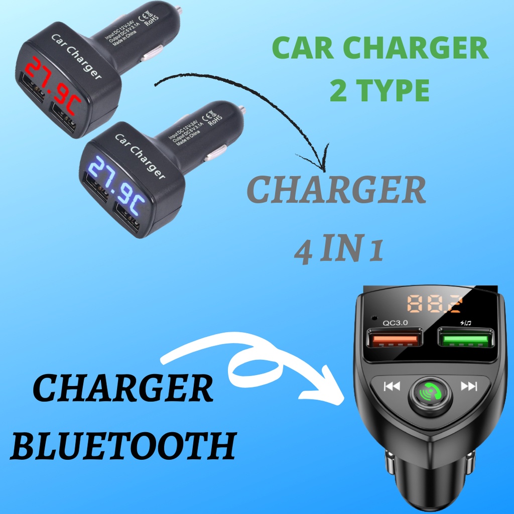 Jual Charger USB 4in1 Car , Voltmeter, AmpereMeter, Temperature