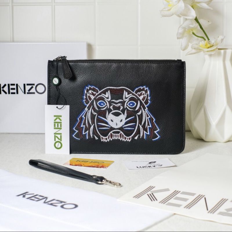 Jual Kenzo Tiger Blue A4 Clutch Leather ORIGINAL 100 Shopee Indonesia