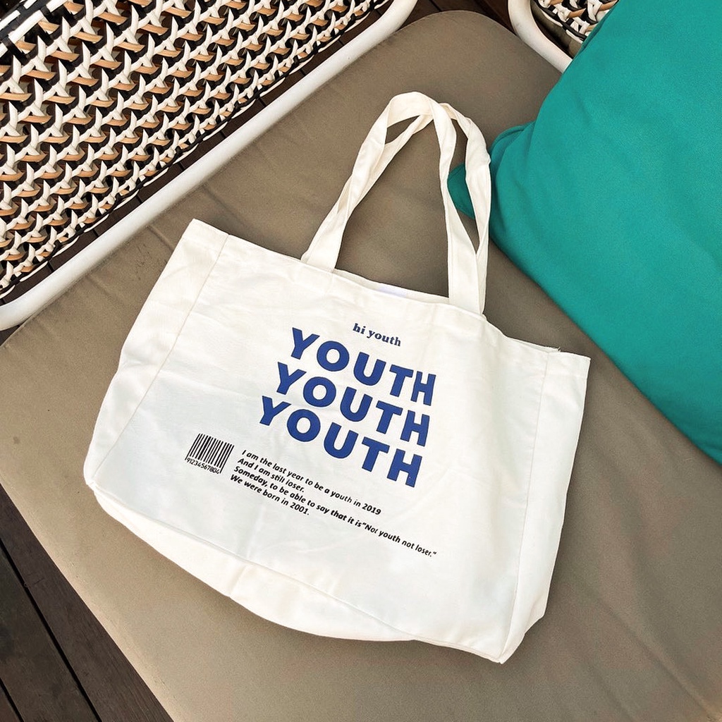 Jual TOTE BAG HI YOUTH // Tote Bag Kanvas // Tas Tote Bag Aesthetic