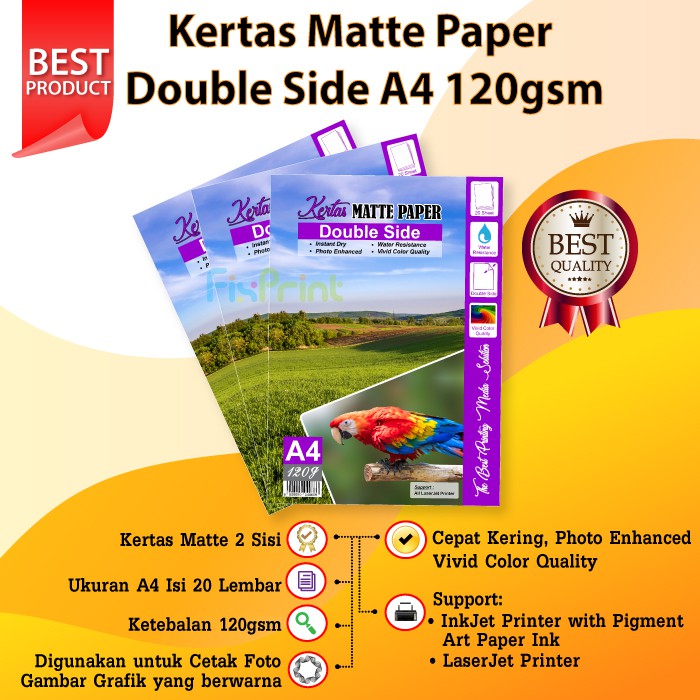 Jual Kertas Photo Matte Paper Double Side A4 120gsm 1 pack/20pcs