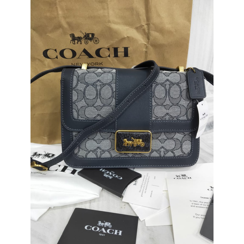 Jual COACH ALIE SHOULDER BAG IN SIGNATURE JACQUARD WITH SNAKE SKIN