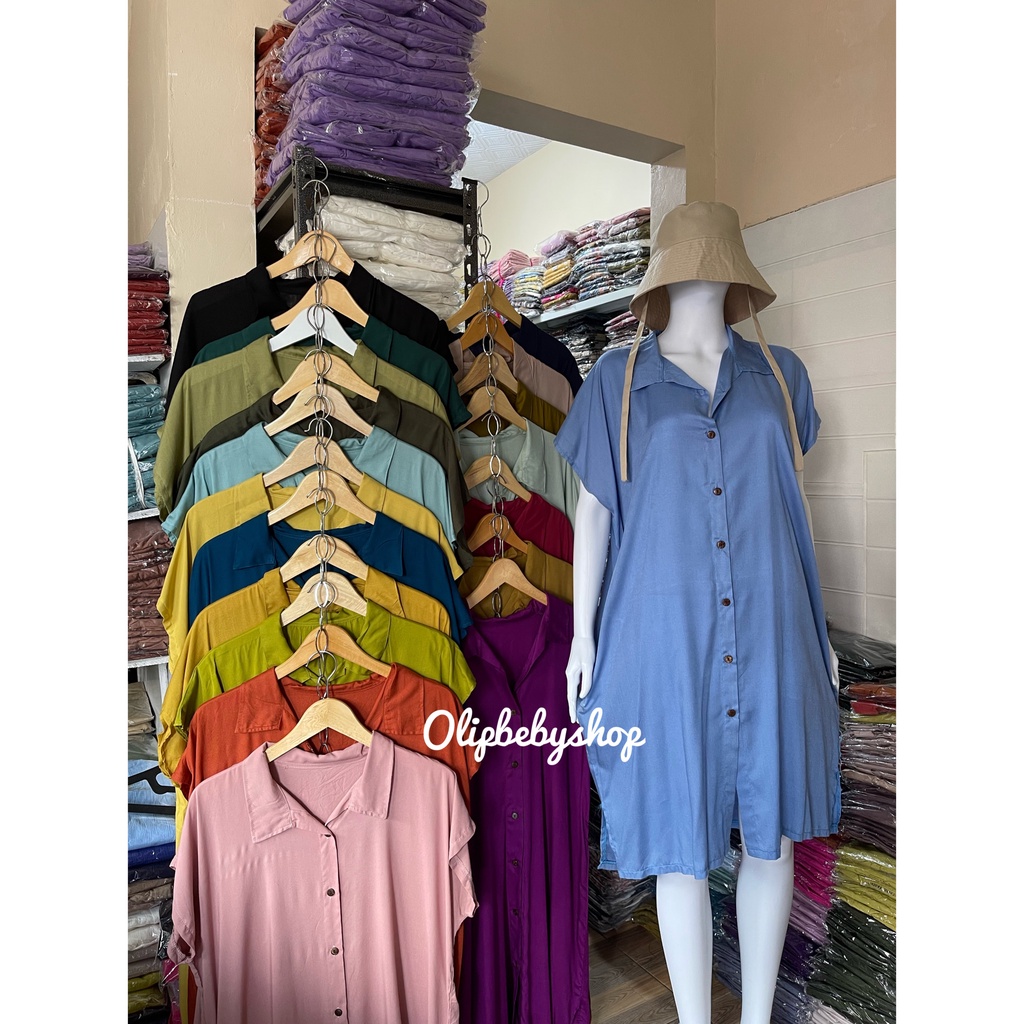 Jual Home Dress Daster Rayon Korea Polos Full Kancing Rayon Busui