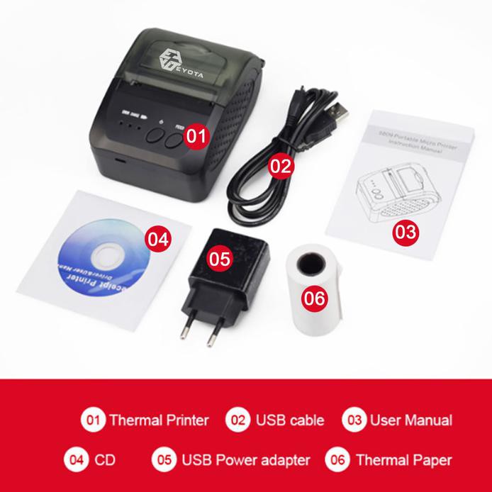 Jual MINI THERMAL PRINTER BLUETOOTH POS5809DD EYOTA MINI PRINTER