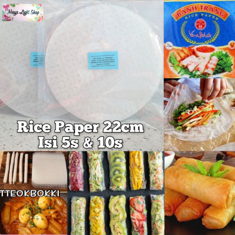 Jual Rice Paper 10 dan 5 lembar diameter 22cm ricepaper salad kulit