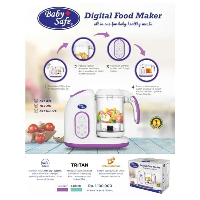 Jual Baby Safe LB02 Digital Food Maker Steam Blender Alat Pembuat Makanan Bayi Shopee Indonesia