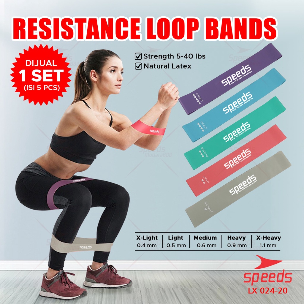 Jual SPEEDS Resistance Loop Bands Yoga Band / Karet Yoga Fitness Set 5