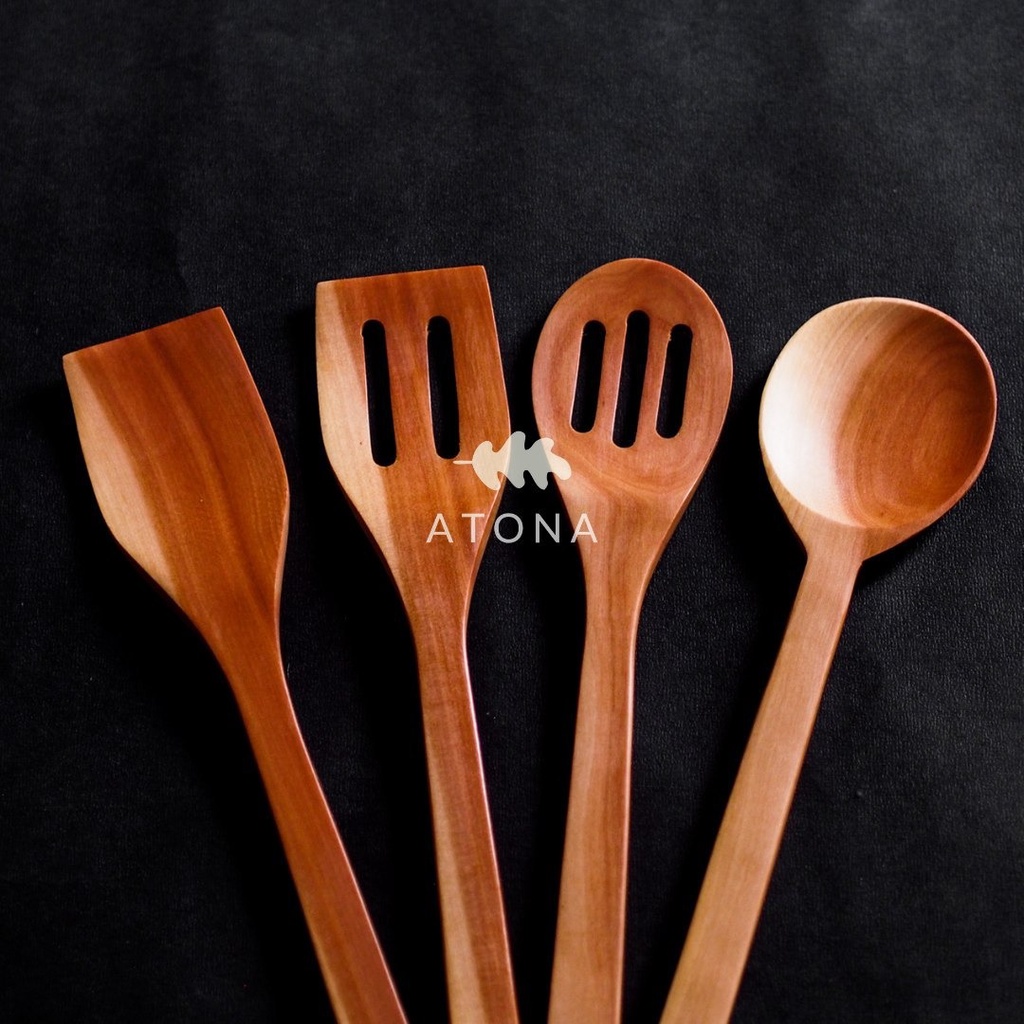 Jual SPATULA KAYU SPATULA KAYU SET (ISI 4) Shopee Indonesia