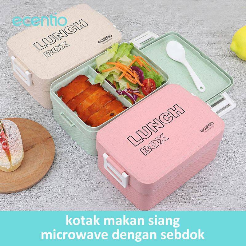Jual ECENTIO Double Plastic Lunch Boxes PLBE2601 Kotak Makan Siang