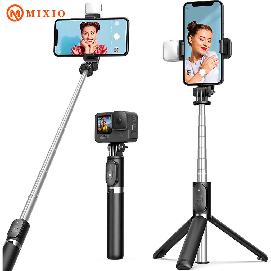 Jual MIXIO Q07 Selfie Stick Tripod with LED Fill Light Phone Tripod