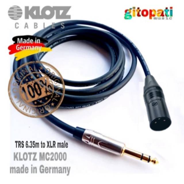 Jual KLOTZ MC2000 TRS 6.35mm to XLR male 3 meter kabel microphone acc