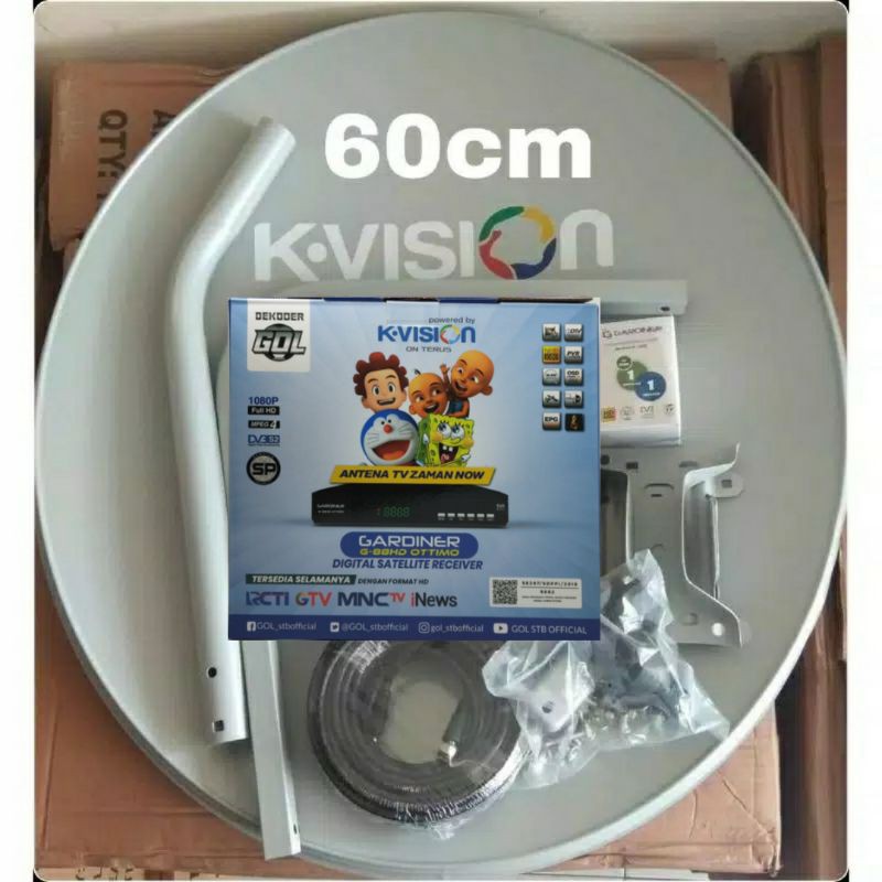 Jual Antena Parabola 60cm K vision Lengkap Receiver Gardiner Ottimo