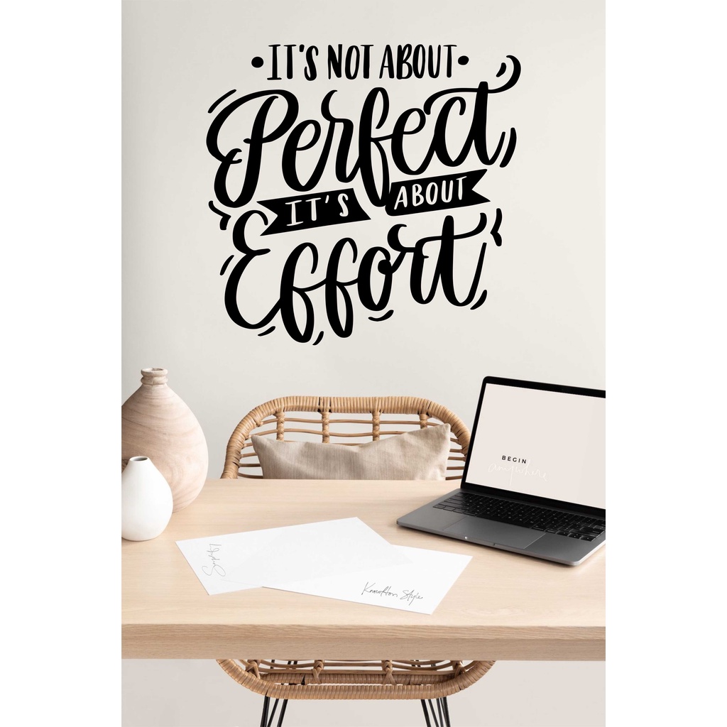 Jual QUOTES STIKER AESTETIK ITS NOT ABOUT PERFECT THE FIRST STEP