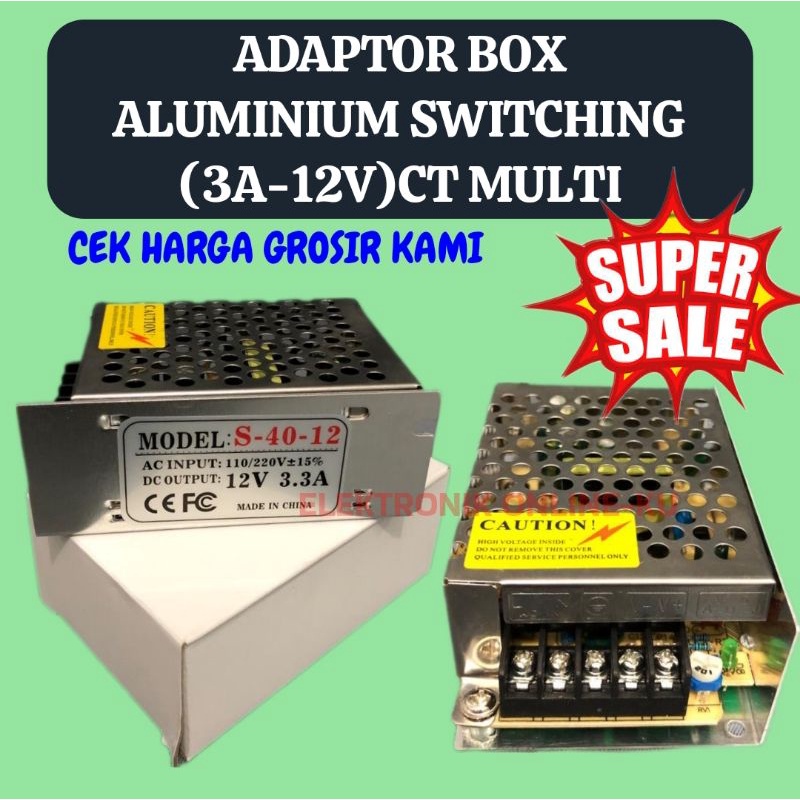 Jual ADAPTOR BOX ALUMINIUM SWITCHING 3A 12V CT MULTI Shopee Indonesia