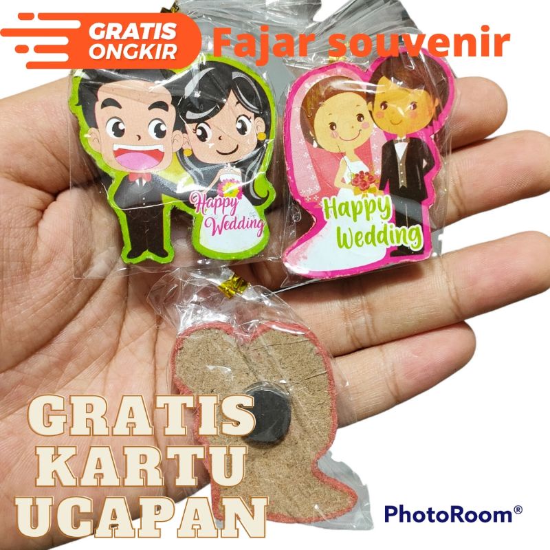 Jual 1 PACK 100 PCS souvenir pernikahan kulkas pengantin kemas