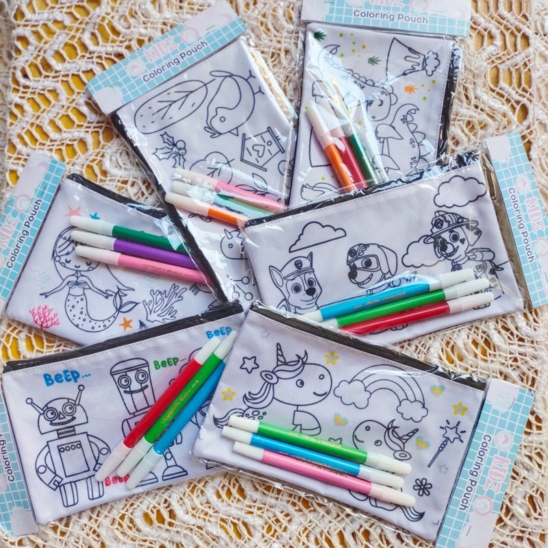 Jual Coloring Pouch / Pouch Mewarnai Anak / Souvenir Pouch Shopee