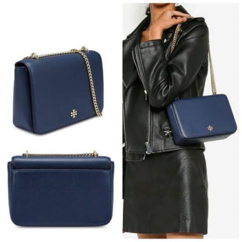 Jual Tory Burch Carter Adjustable Shoulder Bag Cardamom/ Black/ Royal