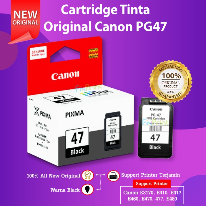Jual Canon PG47 PG 47 Black Ink Cartridge Tinta Printer E400 E410 E460