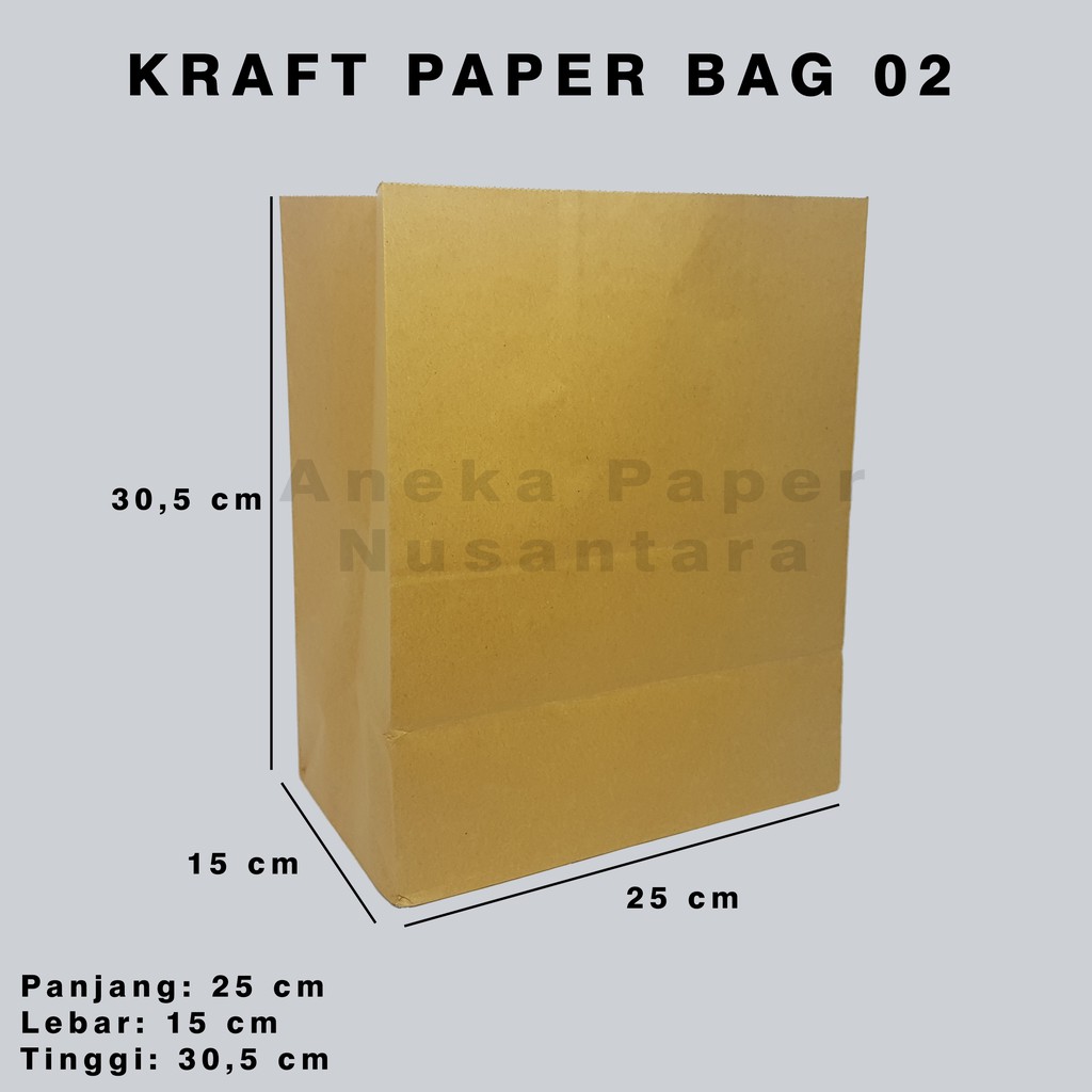 Jual Kraft Paper Bag Large Polos Kantong Makanan Brown Paper Bag