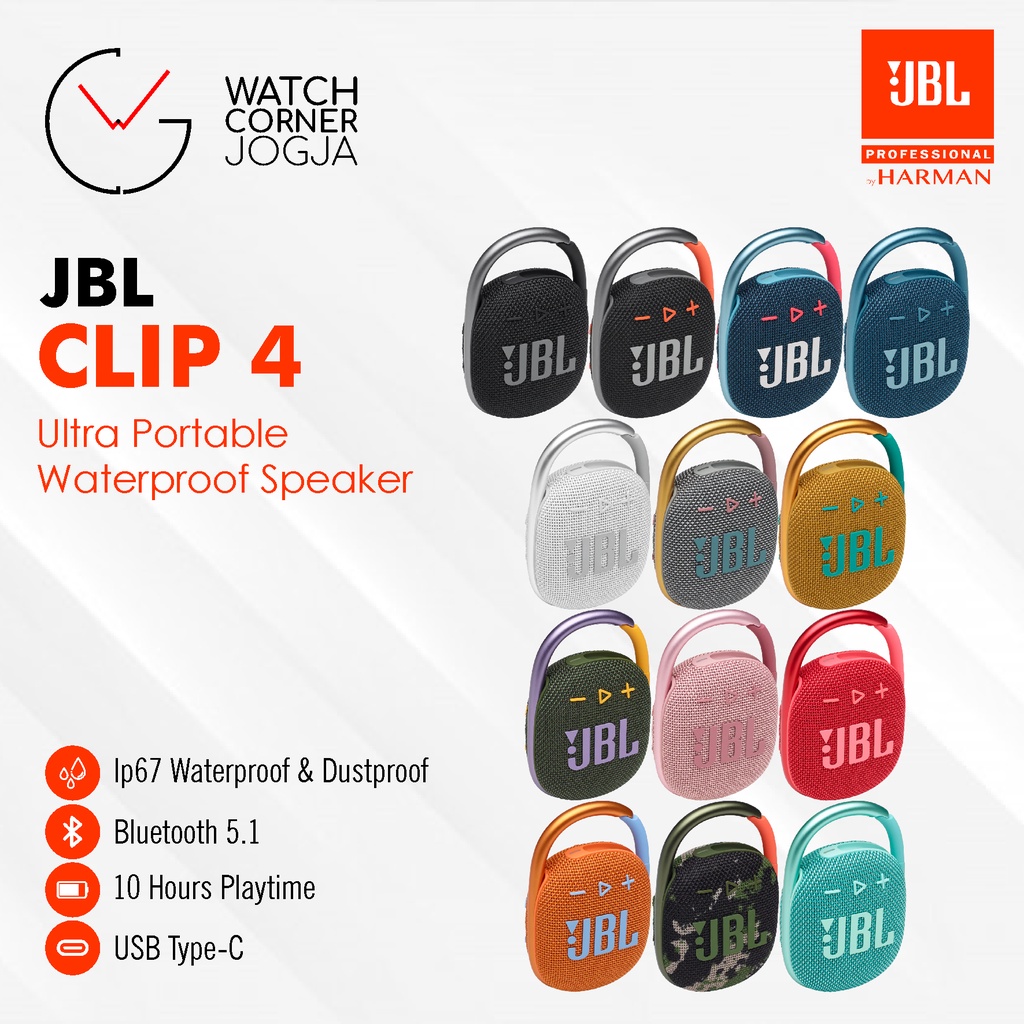 Jual JBL Clip 4 Portable Waterproof Bluetooth Speaker ORIGINAL GARANSI